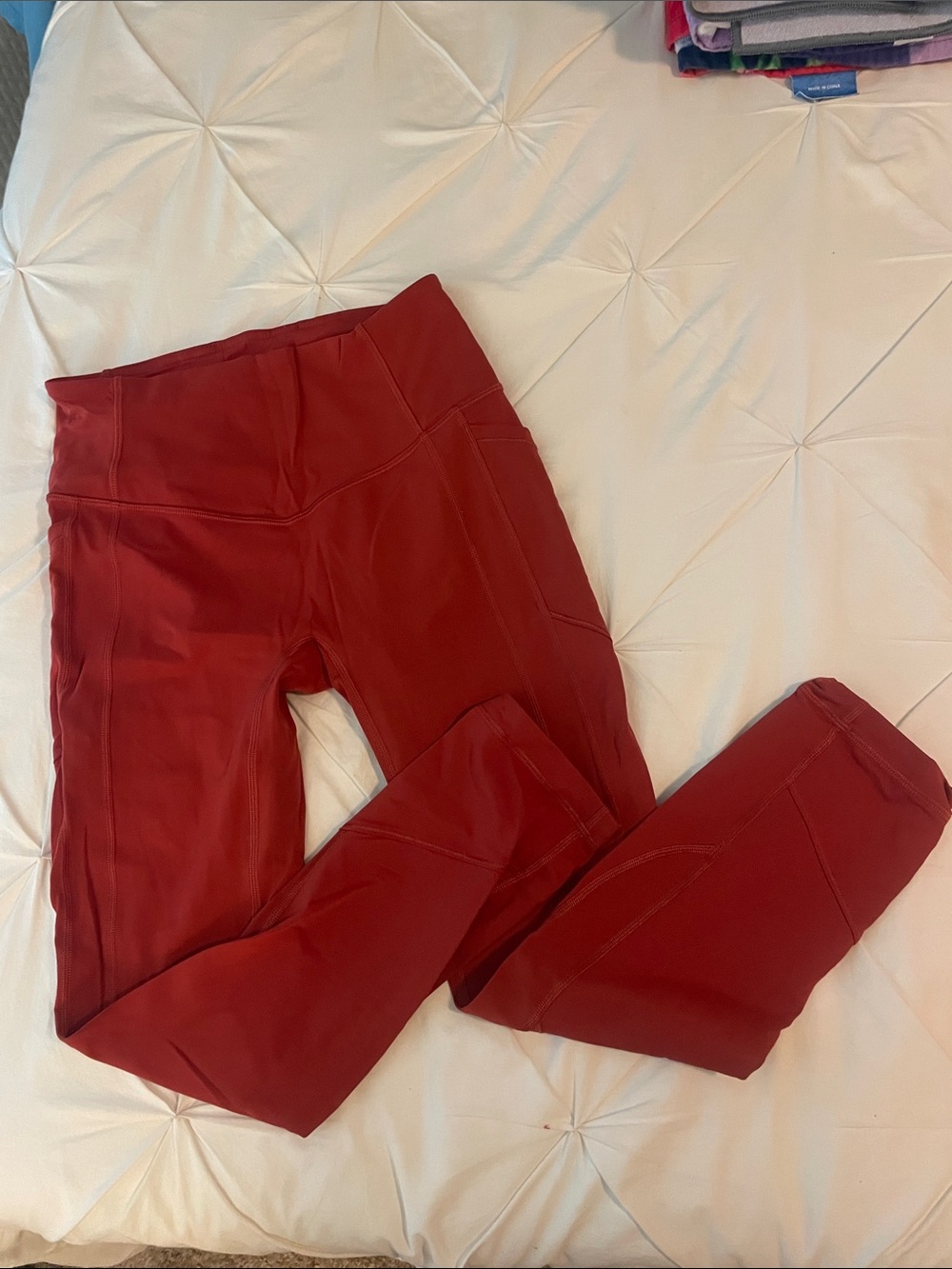 lululemon athletica Women's High-Rise Leggings in Deep Red with pockets